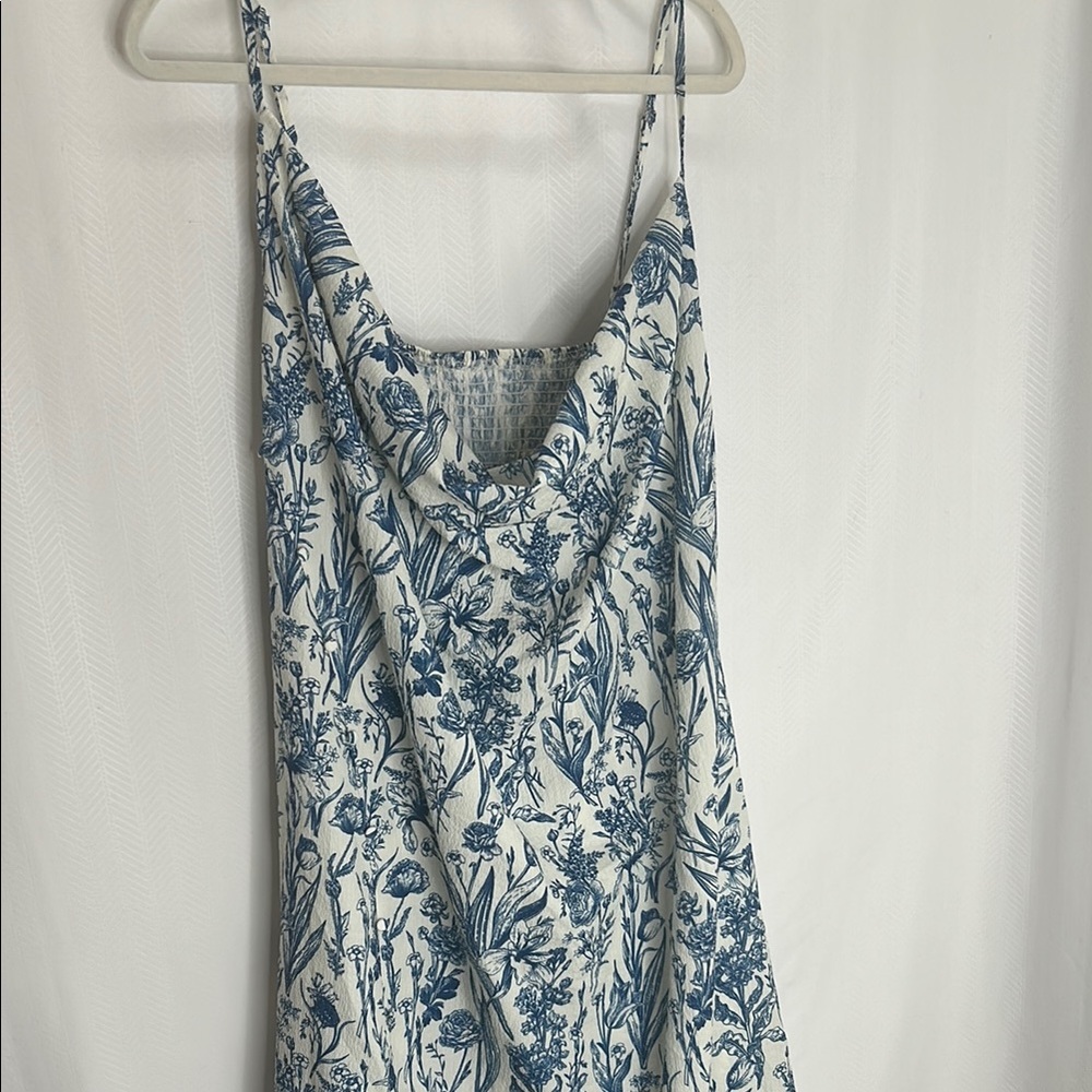 Cider Blue and White Halter Maxi Sundress